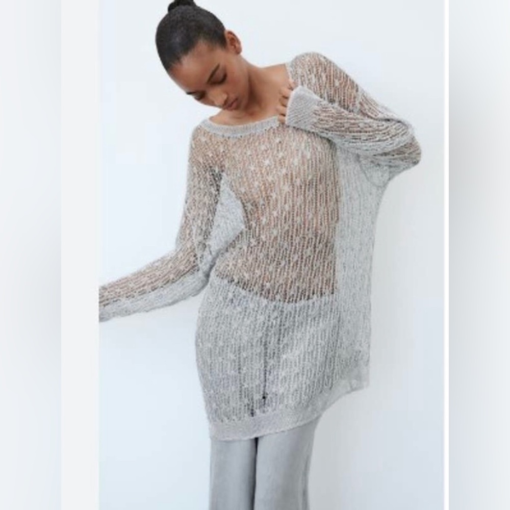 BNWT ZARA CHROME SILVER OVERSIZED LONG SLEEVE TO SZ SM